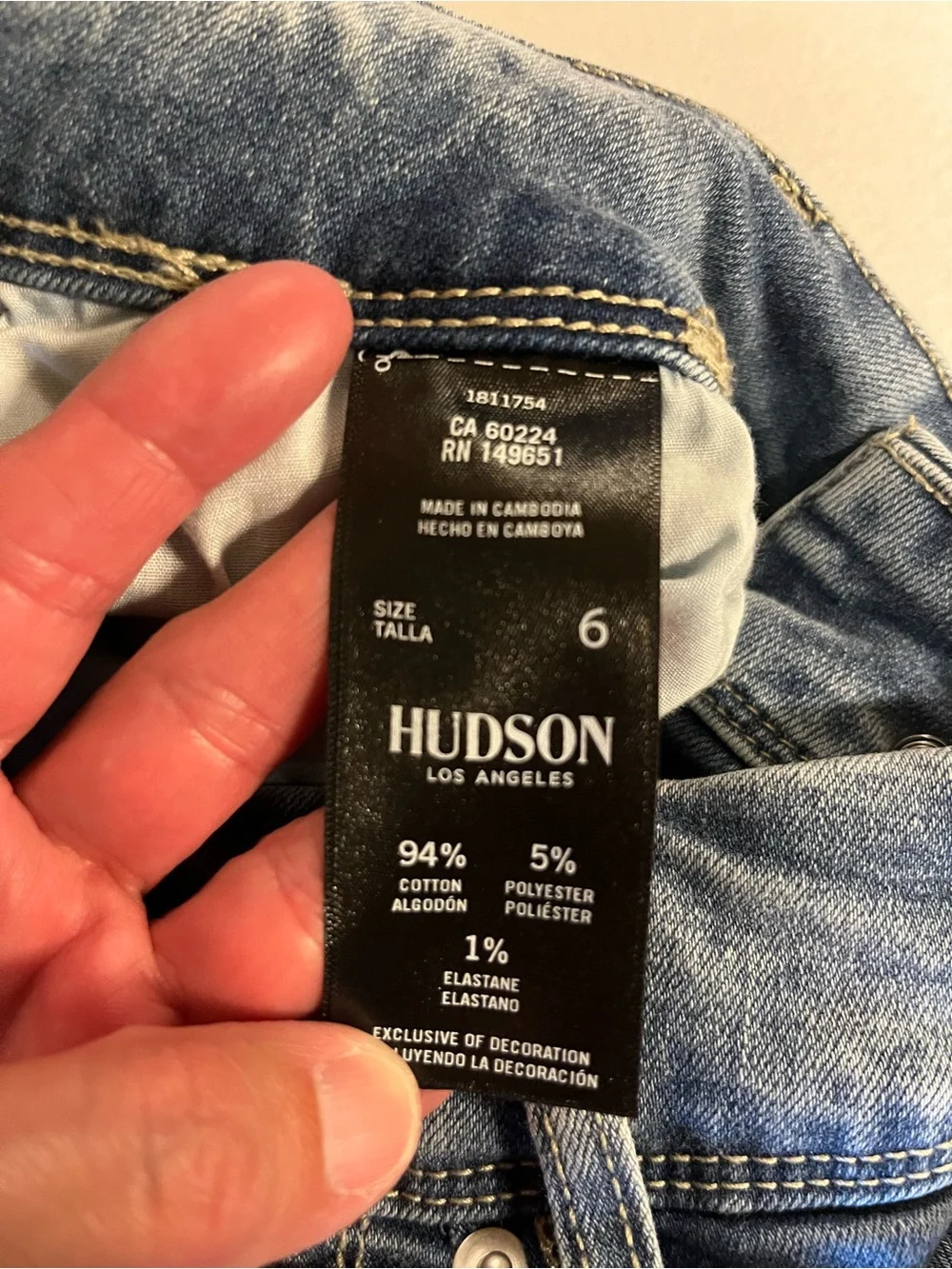 Hudson Los Angeles Ankle Straight Jeans Women 6 Blue Mid Rise Stretch